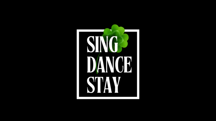 Chic hotel logo with clover, inviting guests to sing, dance, and stay in style.